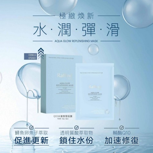 Raffine AQUA GLOW REPLENISHING MASK Q10 水漾煥發面膜 (1盒6塊）