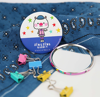 Sing Sing Rabbit round mini mirror (blue)