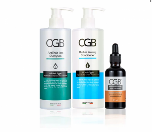 CGB  專業抗脫洗髮深層再生套裝 套裝包括CGB專業抗脫洗髮液1支  CGB Moisture recovery conditioner 水分恢復護髮素X1及CGB特效深層再生精華1支